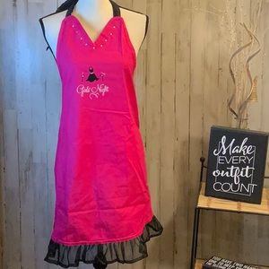Girls Night apron. Embroidered, beaded and ribbon trim and ties.